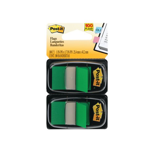 Post-it Index Tabs Dispenser with Green Tabs (2 Pack) 680-G2EU | 3M92057 | 3M