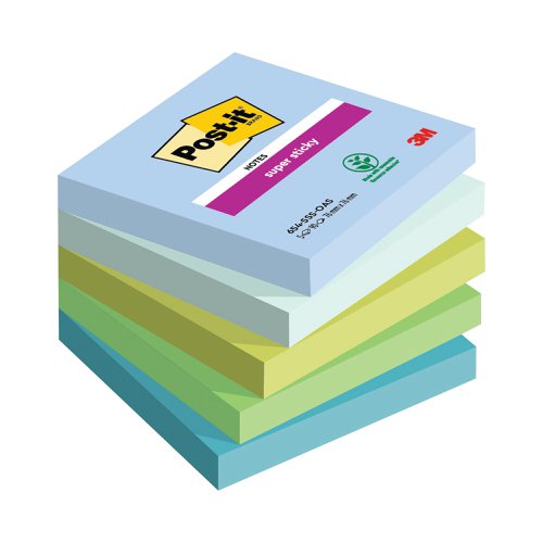 Post-it Super Sticky Oasis Colour 76x76mm 90 Sheet (Pack of 5) 7100258898