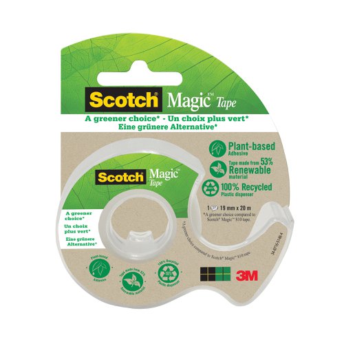 Scotch Magic Tape 19nmx20m Single Roll W Recycled Dispenser 7100082821