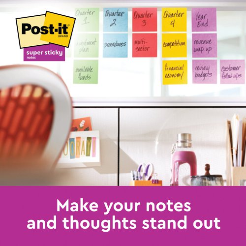 Post-it Super Sticky Notes 76x76mm 90 Sheets Cosmic (Pack of 6) 654-6SS-COS