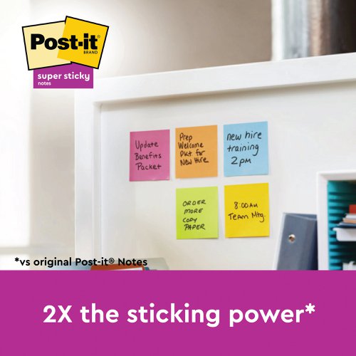 Post-it Super Sticky Notes 76x76mm 90 Sheets Cosmic (Pack of 6) 654-6SS-COS