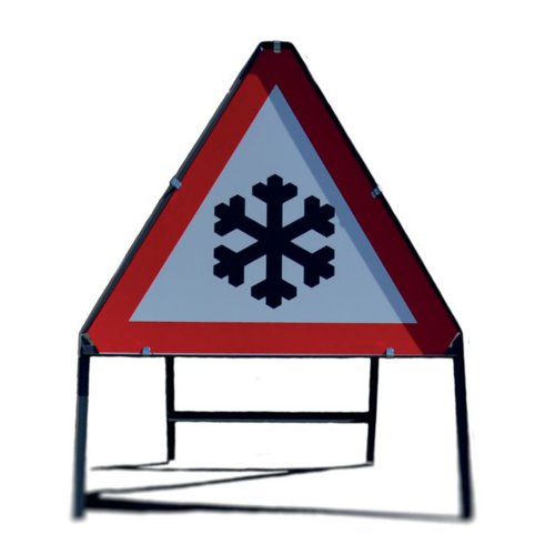 Winter Hazard Snow and Ice Warning Sign 600mm Red/White 403076 | Spectrum Industrial