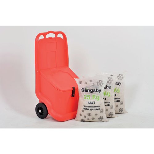 Mobile Salt And Grit Bin Kit Red 75l With White De Icing Salt 418884