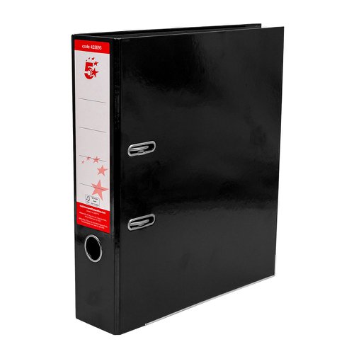 5 Star Office Lever Arch File A4 Black (Pack of 10)