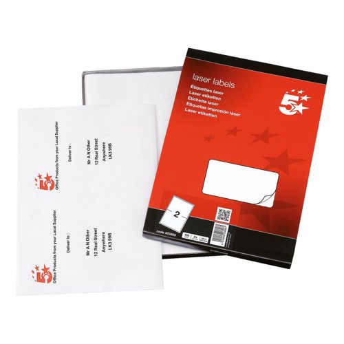 5 Star Office Multipurpose Labels Laser Copier and Inkjet 199.6x143.5mm White (Pack of 200)