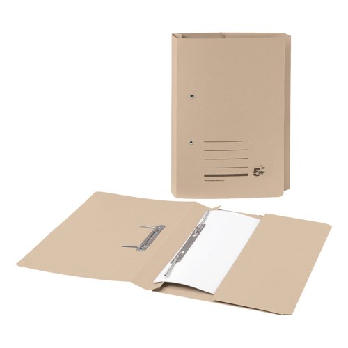 5 Star Office Transfer Spring Pocket File Recycled Mediumweight 285gsm Foolscap Buff (Pack of 25) | VOW