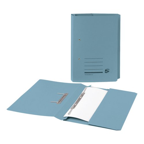 5 Star Office Transfer Spring Pocket File Recycled Mediumweight 285gsm Foolscap Blue (Pack of 25) | VOW