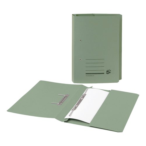 5 Star Office Transfer Spring Pocket File Recycled Mediumweight 285gsm Foolscap Green (Pack of 25) | VOW