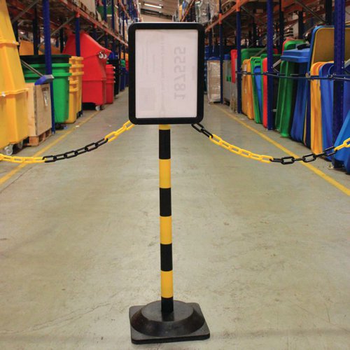 Post and A4 Sign Holder Plastic Yellow/Black 426953