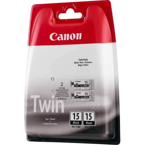 Canon BCI-15BK Ink Cartridge Twin Pack Black 8190A002