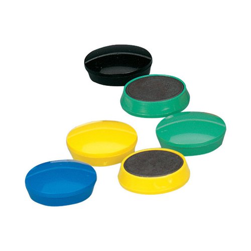 5 Star Office Round Plastic Covered Magnets 30mm Assorted (Pack of 10) | VOW