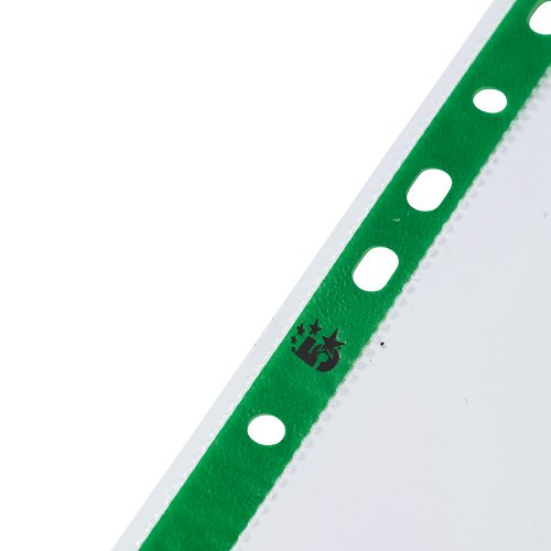 5 Star Office Punched Pocket Polypropylene Green Strip Top-opening A4 Glass Clear (Pack of 100)