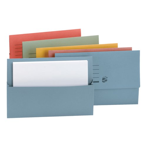 5 Star Office Document Wallet Half Flap 250gsm Recycled Capacity 32mm Foolscap Assorted (Pack of 50)