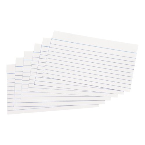 5 Star Office Record Cards Ruled Both Sides 5x3in 127x76mm White (Pack of 100)