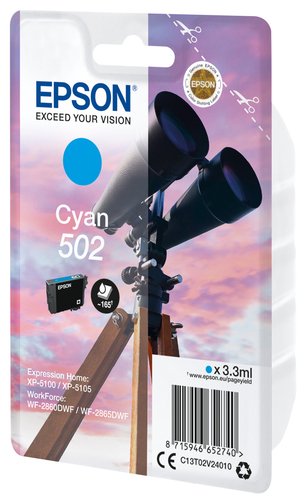 Epson 502 Binoculars Ink Cartridge Cyan C13T02V24010