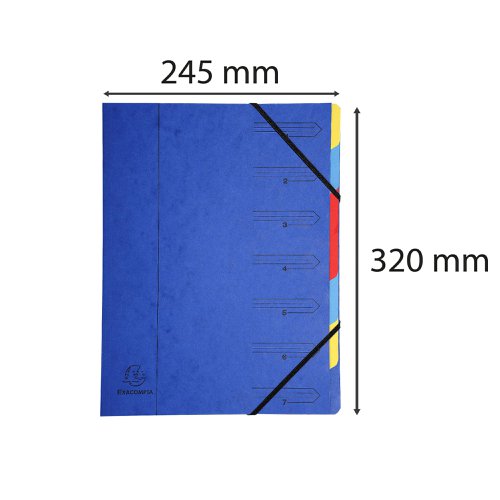 Exacompta Europa 7-Part Organiser 400gsm Pressboard A4 Blue 5219Z