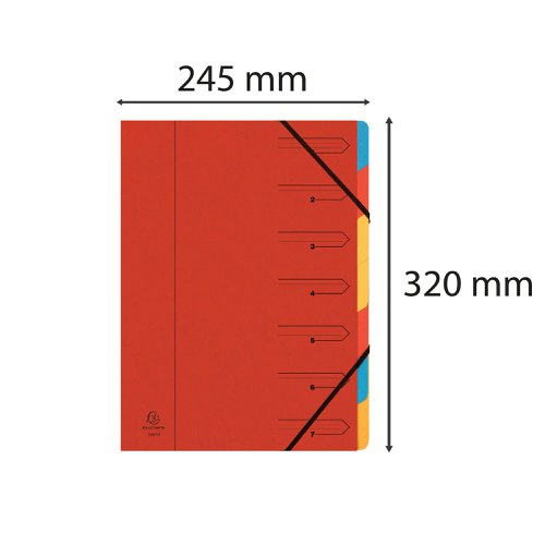 Exacompta Europa 7-Part Organiser 400gsm Pressboard A4 Red 5221Z