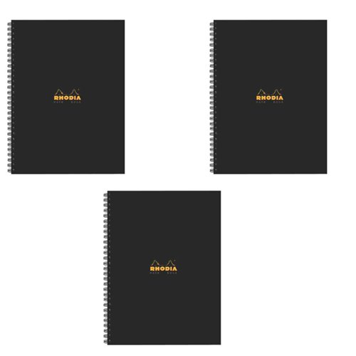 Rhodia Business A4 Book Wirebound Hardback 160 Pages Black (Pack of 3) 119232C | GH15280 | Clairefontaine