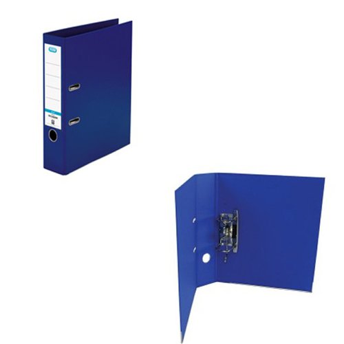 This Elba premium quality plastic A4 file contains a standard lever arch mechanism with a 70mm capacity. The file features a clear slip pocket on the inside front cover for loose sheets and a front cover lock to keep the file securely closed. The file also features durable metal shoes and a thumb hole for easy retrieval from a shelf. This pack contains 1 blue A4 lever arch file.