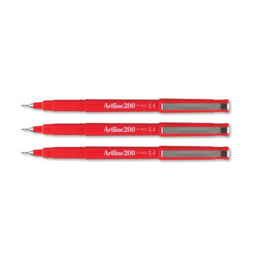 Artline 200 Fineliner Pen Fine Red (Pack of 12) A2002