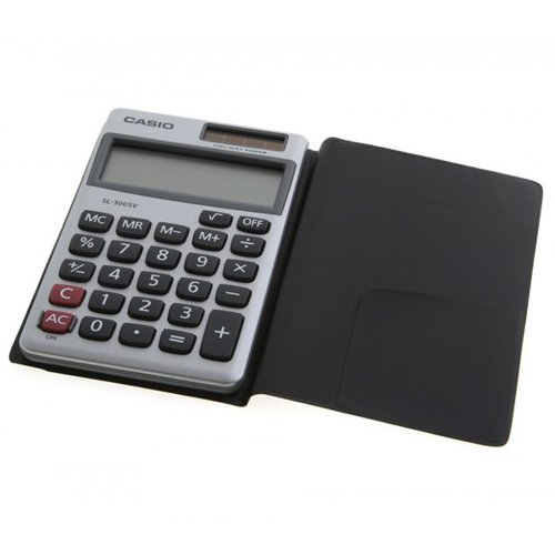 The Casio SL-300SV-SK-UP is a no-frills pocket calculator which simply does what you need it to do. It is dual powered, with an auto power off feature to help save energy. A large 8-digit display and non-stick plastic keys make this a calculator which is both easy to read and easy to use. Other useful features include 3 key memory, a profit margin key, sign change and square root buttons, and a 3 digit comma marker.