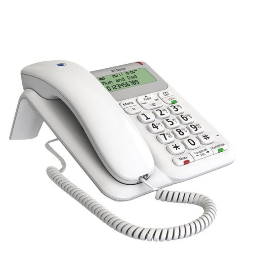 BT30442 | This simple to use corded phone from BT is stylish and functional with a range of features that make dialling out a doddle. It contains a handy 50 number memory facility to enable you to keep in touch with your contacts as well as a caller ID that allows you to ignore any unwanted calls. A hands free speakerphone means you can get on with other tasks while having a conversation, making you more efficient and productive.