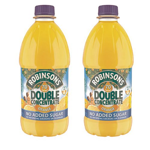 Robinsons Double Concentrate Orange Squash No Added Sugar 1.75 Litre (Pack of 2) 402046