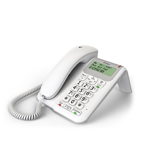 BT30442 | This simple to use corded phone from BT is stylish and functional with a range of features that make dialling out a doddle. It contains a handy 50 number memory facility to enable you to keep in touch with your contacts as well as a caller ID that allows you to ignore any unwanted calls. A hands free speakerphone means you can get on with other tasks while having a conversation, making you more efficient and productive.