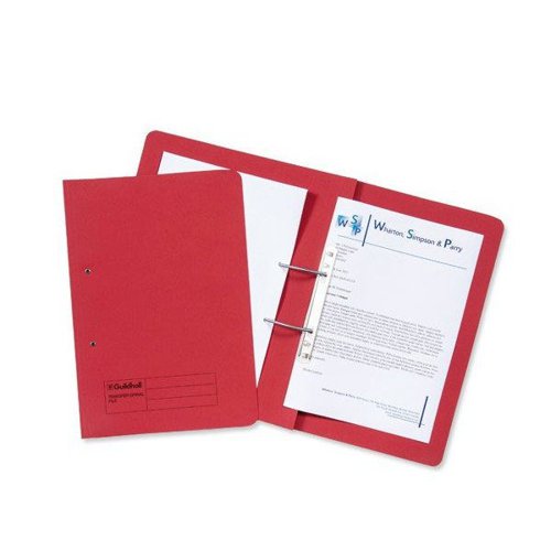 Exacompta Guildhall Heavyweight Transfer Spiral Pocket File Foolscap Red (Pack of 25) 211/6005