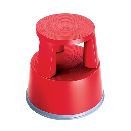 2Work Plastic Step Stool with Non-Slip Rubber Base 430mm Red 2W04999