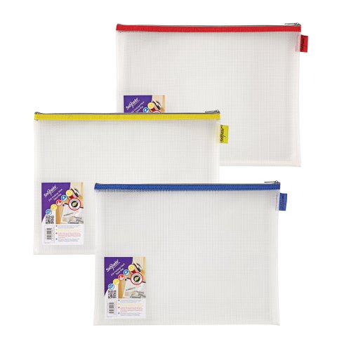 Snopake EVA Mesh Zippa-Bag 275 x 360mm Assorted (3 Pack) 15819