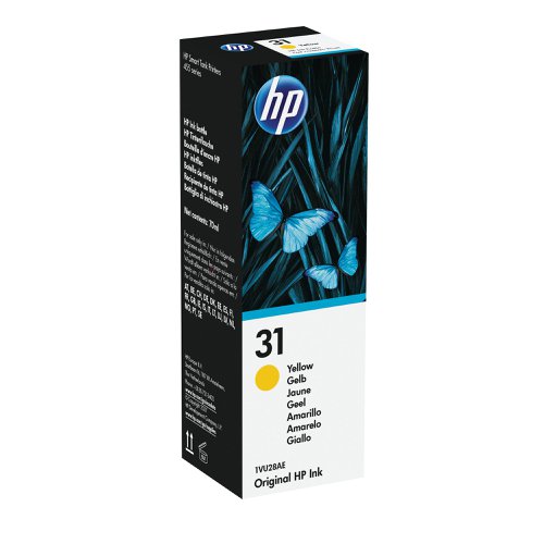 HP 31 Original Ink Bottle 70-ml Yellow 1VU28AE