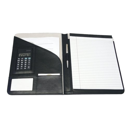 Monolith Executive Leather Conference Folder With A4 Pad A4 Black 2925 | Monolith