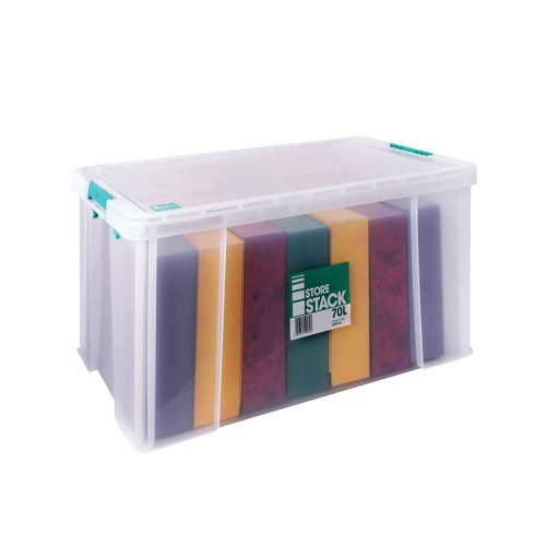 StoreStack 70 Litre Storage Box W660xD450xH320mm Clear RB90126 | StoreStack