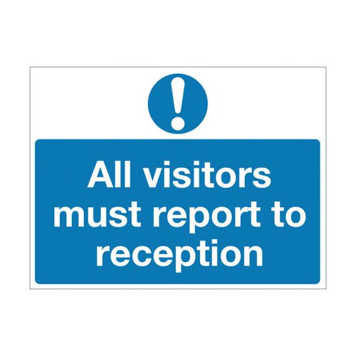 Safety Sign 450x600mm All Visitors Must Report to Reception PVC M78AR | Brady Corporation Ltd