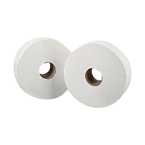 2Work Jumbo Toilet Roll 2-Ply 60mm Core (Pack of 6) JKF03810