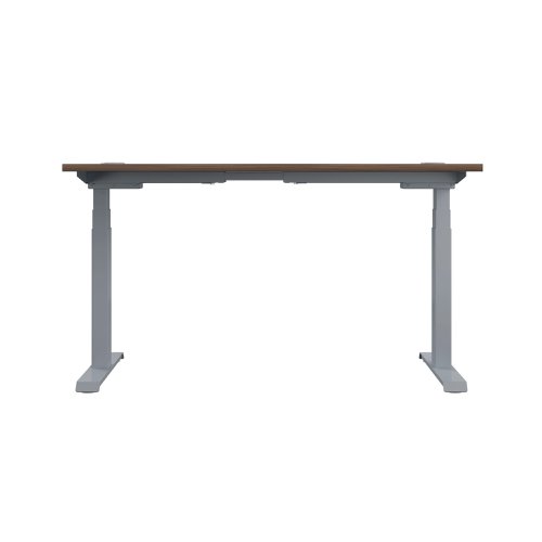 Jemini Sit/Stand Desk with Cable Ports 1200x800x630-1290mm Dark Walnut/Silver KF809692 | VOW