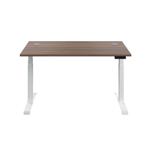 Jemini Sit/Stand Desk with Cable Ports 1200x800x630-1290mm Dark Walnut/White KF809753 | VOW