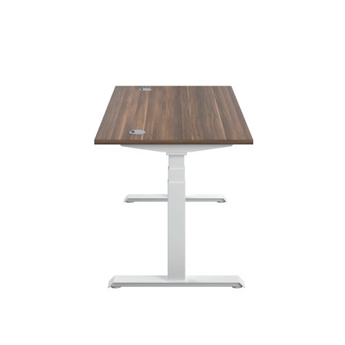 Jemini Sit/Stand Desk with Cable Ports 1200x800x630-1290mm Dark Walnut/White KF809753 | VOW