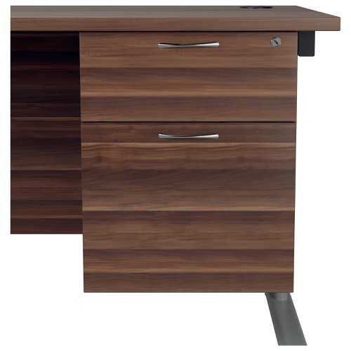 Jemini 2 Drawer Fixed Pedestal 404x655x495mm Dark Walnut KF74412