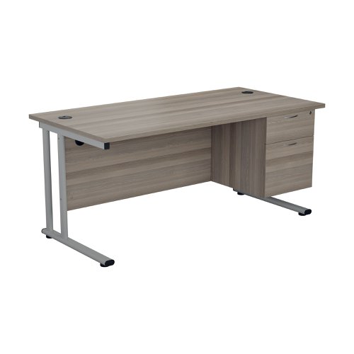 Jemini 2 Drawer Fixed Pedestal 404x655x495mm Grey Oak KF74413