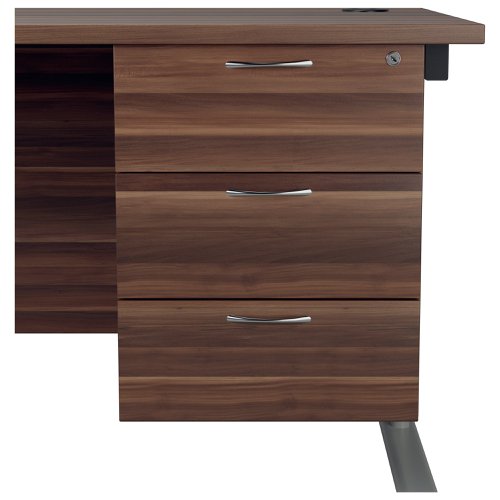 Jemini 3 Drawer Fixed Pedestal 400x655x495mm Dark Walnut KF74418