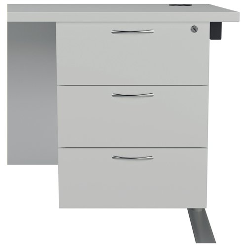 Jemini 3 Drawer Fixed Pedestal 400x655x495mm White KF74422