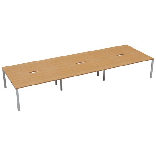 Jemini 6 Person Bench Desk 3600x1600x730mm Beech/White KF808787