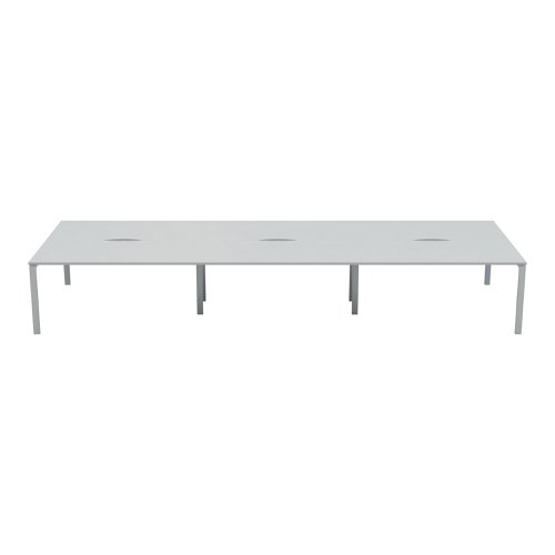 Jemini 6 Person Bench Desk 3600x1600x730mm White/White KF808817 | VOW