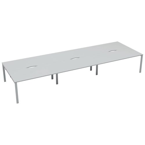 Jemini 6 Person Bench Desk 3600x1600x730mm White/White KF808817 | VOW