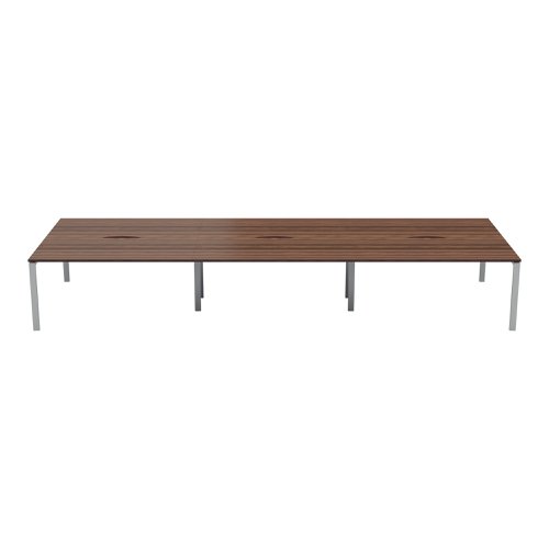 Jemini 6 Person Bench Desk 3600x1600x730mm Dark Walnut/White KF808831 | VOW