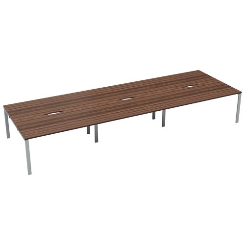 Jemini 6 Person Bench Desk 3600x1600x730mm Dark Walnut/White KF808831 | VOW