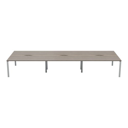 Jemini 6 Person Bench Desk 4200x1600x730mm Grey Oak/White KF809159 | VOW