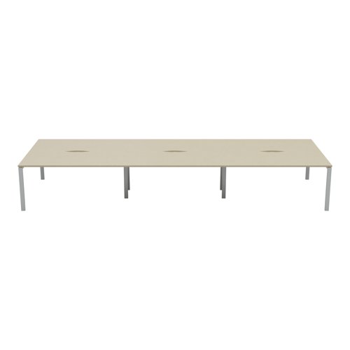 Jemini 6 Person Bench Desk 4200x1600x730mm Maple/White KF809180 | VOW